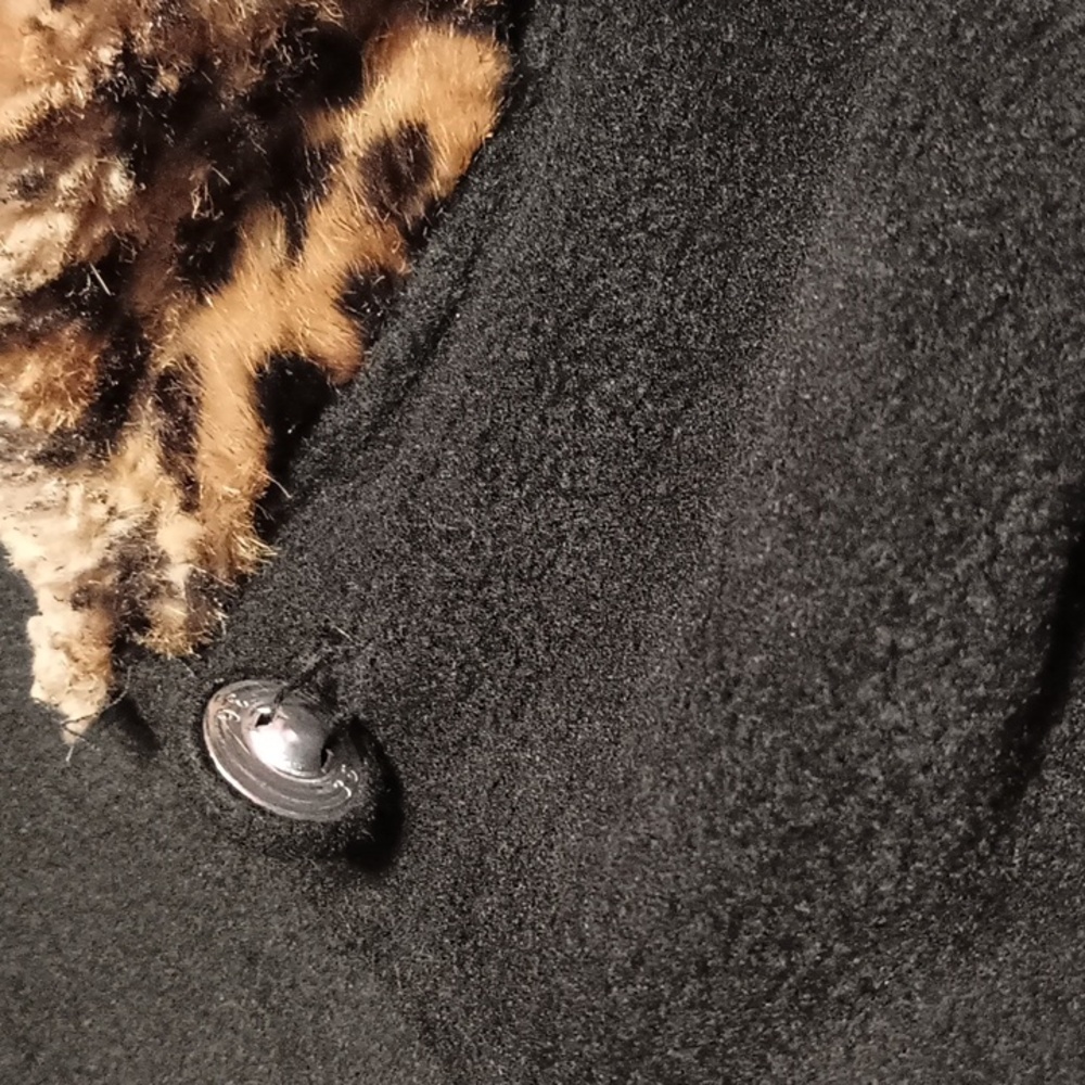Mixit Black Cape with Leopard Trim - Picture 9 of 11